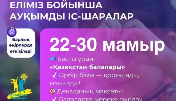 Еліміздің барлық өңірінде Халықаралық балаларды қорғау күніне арналған ауқымды іс-шаралар өтеді